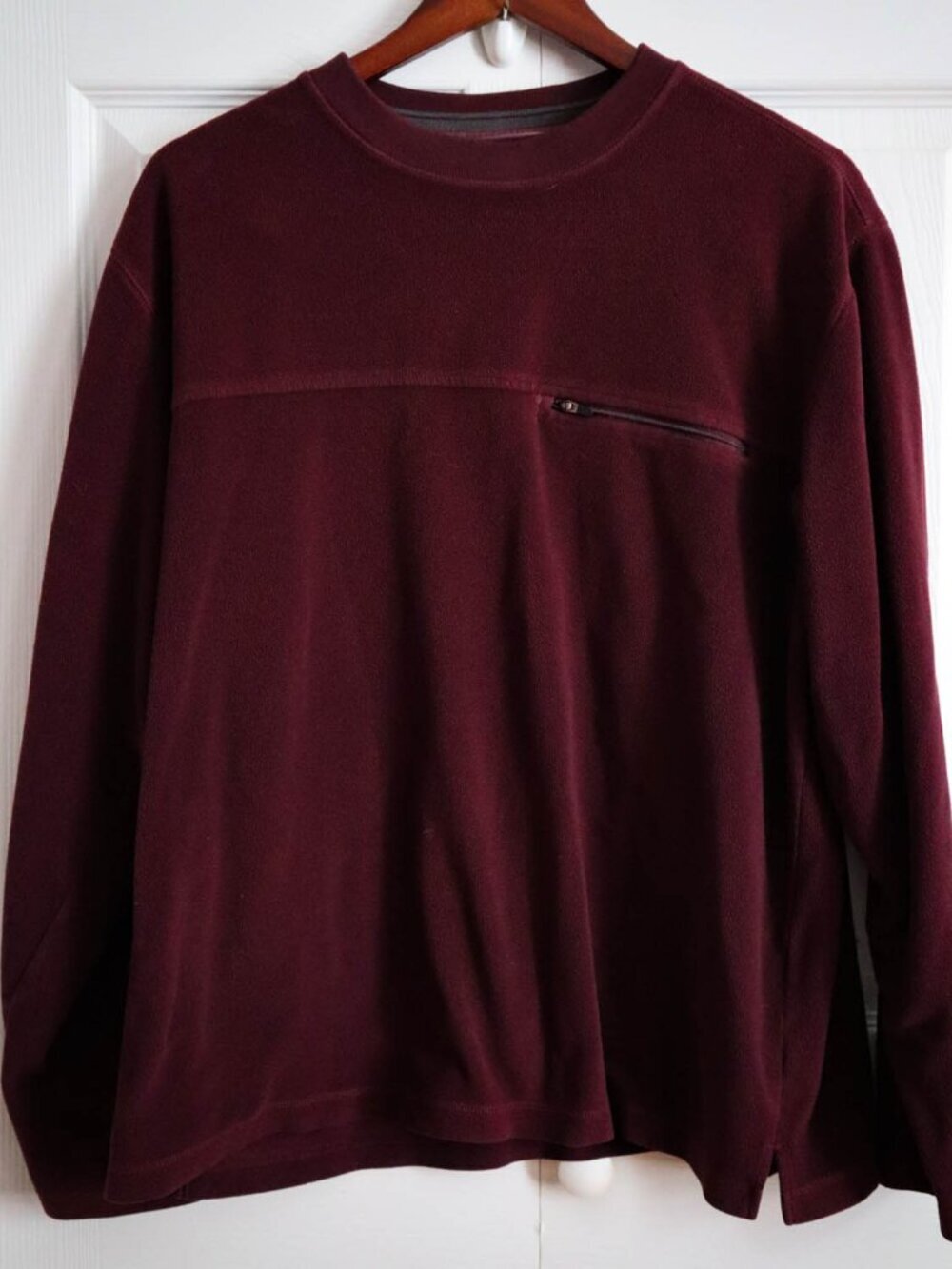 LL Bean Lightweight Pullover Fleece Activewear Maroon Red Men's Sz L